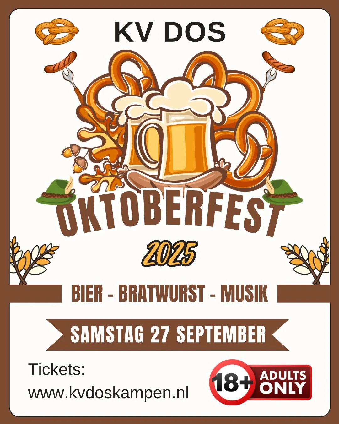 KV DOS Kampen flyer over oktoberfest op zaterdag 27 september 2025