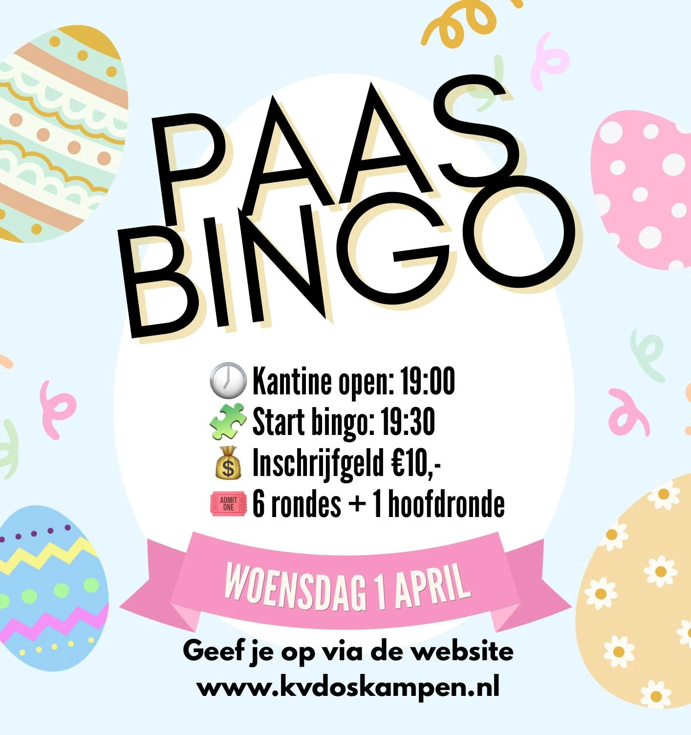 Flyer Paasbingo KV DOS kampen