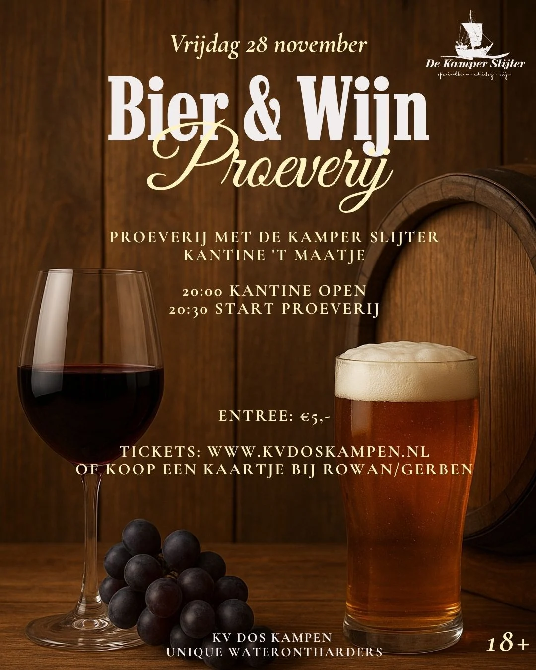 Flyer bier- en wijnproeverij